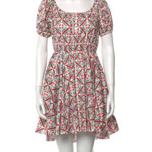 Caroline Constas Multi Short Sleeves Mini A-Line Dress S $495